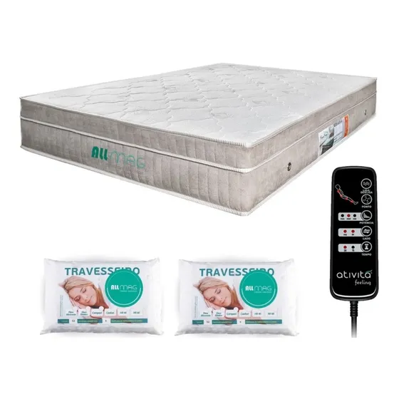 Colchão Magnético Massageador E Controle Casal 2 Travesseiro