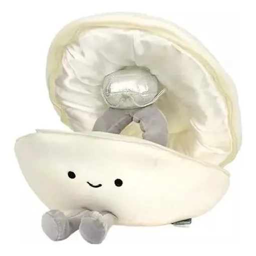 Peluche De Estuche En Forma De Almeja Con Anillo Perla