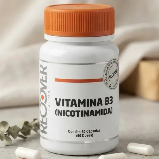 Vitamina B3 Malheiro Nicotinamida 500mg 60 Cápsulas Natural