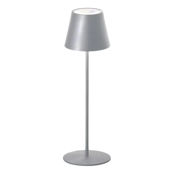 Lampara Led Gris Touch Velador Con Pantalla Moderno Recarg