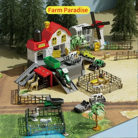 Set Granja De Juguete Con Animales Y Tractores Green Farm