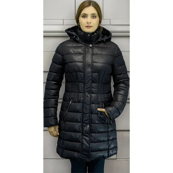 Chamarra Larga Guess Negro Mujer Original Y Nueva