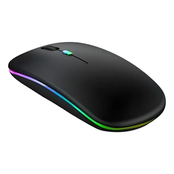 Mouse Inalámbrico Recargable Bluetooth RGB Negro Wireless 1600 DPI | Cuotas sin interés