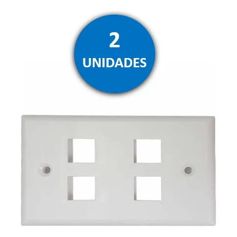 Tapa Faceplate 4 Puntos Rj45 Blanca Coupler Ctornillo