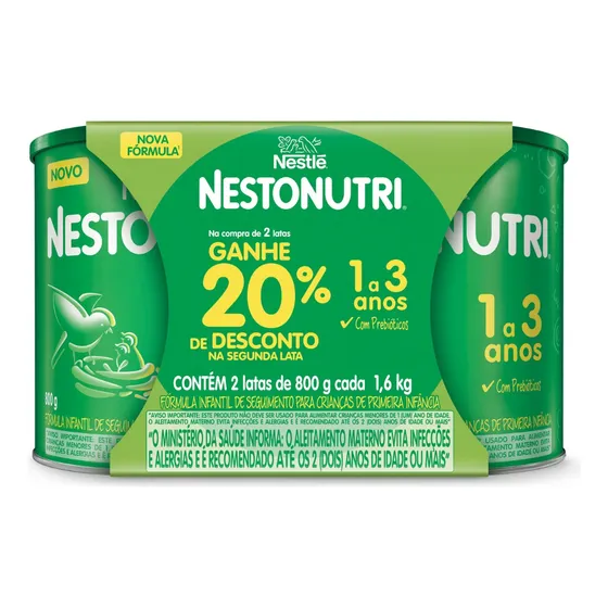 Kit com 2 Fórmulas Infantis Nestonutri 1 a 3 anos 800g Nestlé
