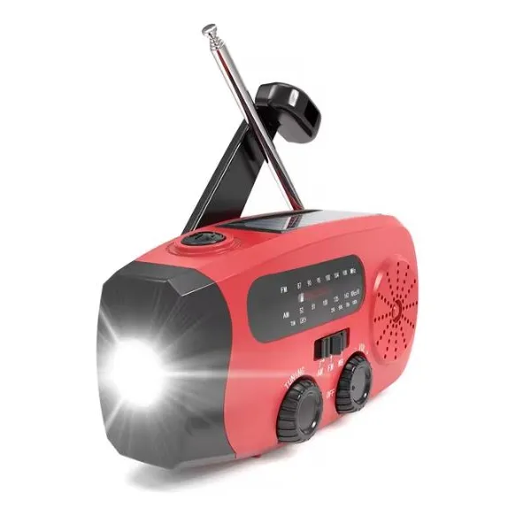Foco Recargable Linterna Radio Solar Led Manivela 2000mah