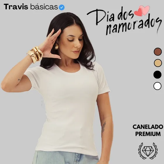 Blusinha Canelada Slim Básica Confortável Zero Transparência