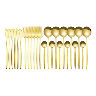 Jj Cubiertos Dorados Modernos Cubiertos De Oro Mate 24 Jj Cubiertos Dorados Modernos Cubiertos De Oro Mate 24