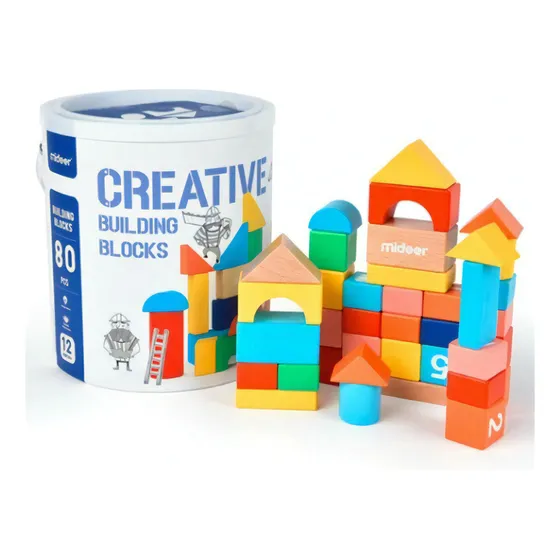 Bloques De Madera Construcción Creativo 80 Mideer Montessori