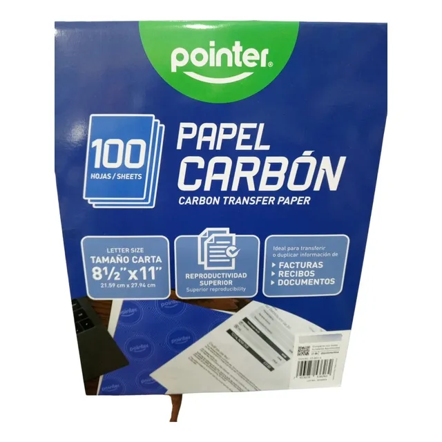 Papel Carbón Tamaño Carta Pointer 100 Hojas Facturas Recibos
