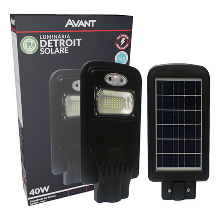 Luminária Led Poste Detroit Solare 40w 6500k Branco-frio Ip65 Cor Preto - Avant Luminária Led Poste Detroit Solare 40w 6500k Branco-frio Ip65 Cor Preto - Avant