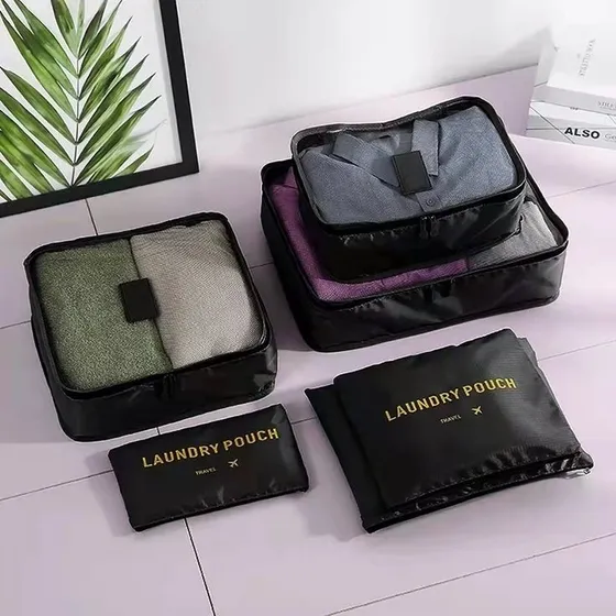 Kit organizador de bolsas de viaje con 6 piezas Travel color negro