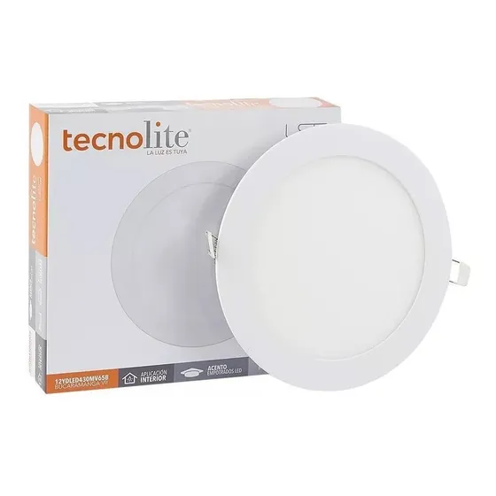 10 Pack Panel Led Slim Tecnolite 12w Redondo Empotrado  
