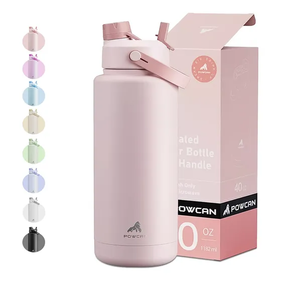 Powcan Taza Térmica 40oz Con Pajita 2 En 1 Y Tapa Con Pico