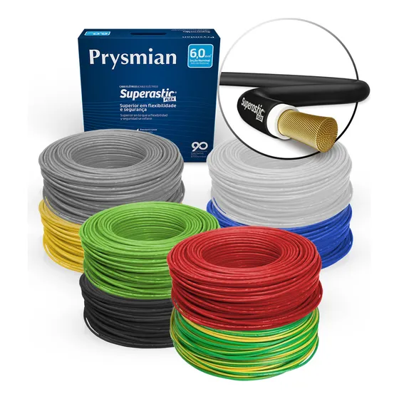 Cabo Flexível Prysmian Superastic 6,00mm 70g 750v Verde 100m