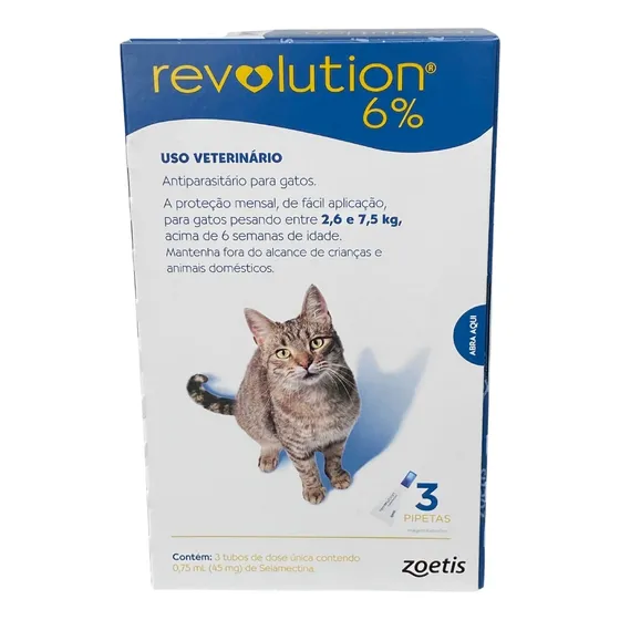 Antipulgas Revolution Gatos 2,6kg A 7,5kg 3 Pipetas 0,75ml