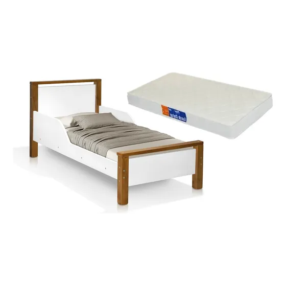 Mini Cama Infantil Com Pés Em Madeira Mais Colchão Cama Meli