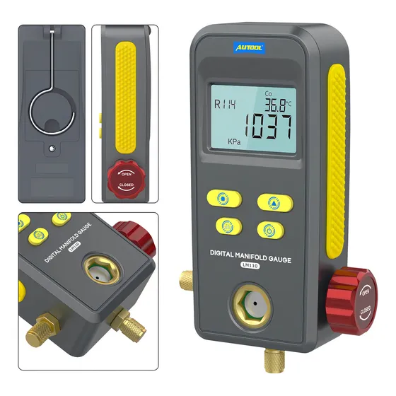 Autool LM110 Medidor de presión del colector de refrigeración con pantalla Digital medidor HVAC probador de aire acondicionado y temperatura al vacío alta precisión
