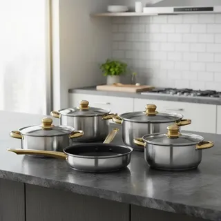 Jogo De Panelas Aço Inox Conjunto 12 Peças Gold Kit Prateado