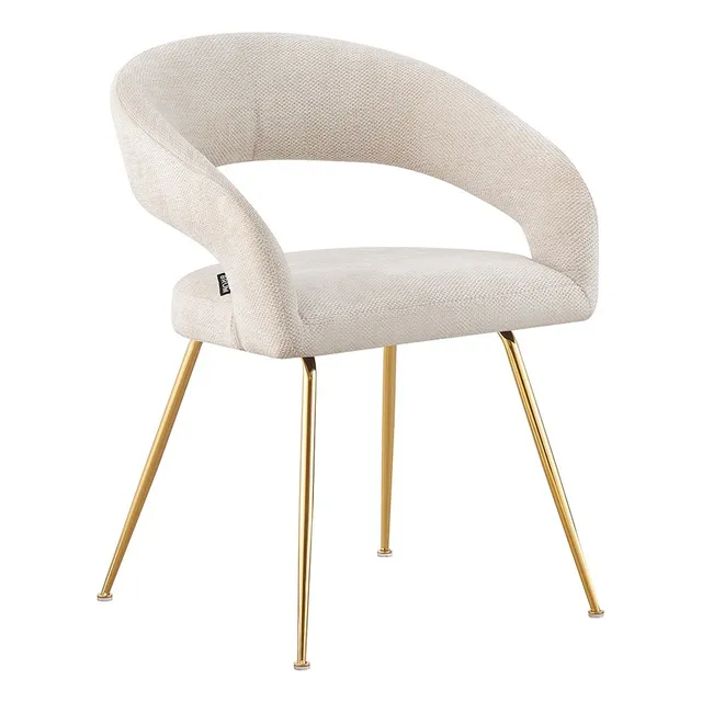 Brüm - Silla Matera De Comedor. Cómoda Y Moderna Estructura De La Silla Dorado Asiento Beige Diseño De La Tela Poliéster