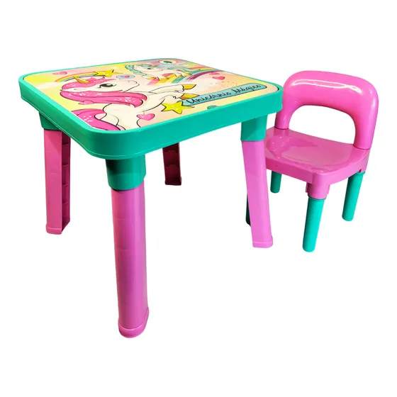 Mesinha Infantil Atividades Unicórnio Divisória Porta Lápis