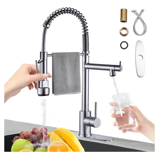 Grifo Mezcladora Fregadero Cocina Llave Monomando Plateado