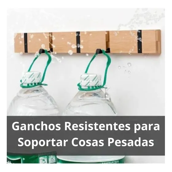 Perchero De Pared Madera Bambú 5 Ganchos Plegables Filula Color Bambú con ganchos negros