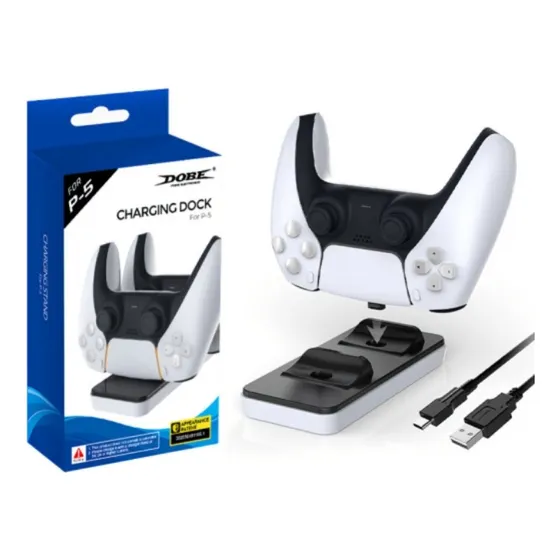 Base De Cargador Doble Para Joystick Ps5 Blanco Con Negro