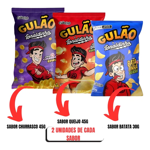 Kit 6 Salgadinhos Gulao Enaldinho Sortido