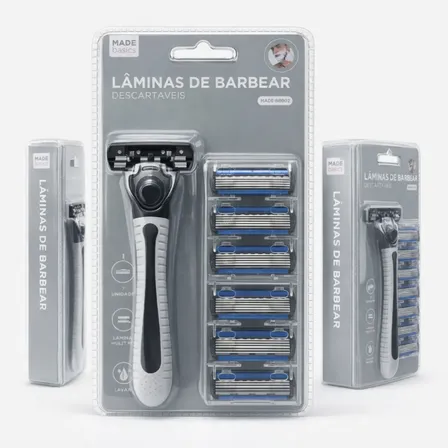 Barbeador Masculino 6 Lâminas + 6 Refis Cartucho Descartável