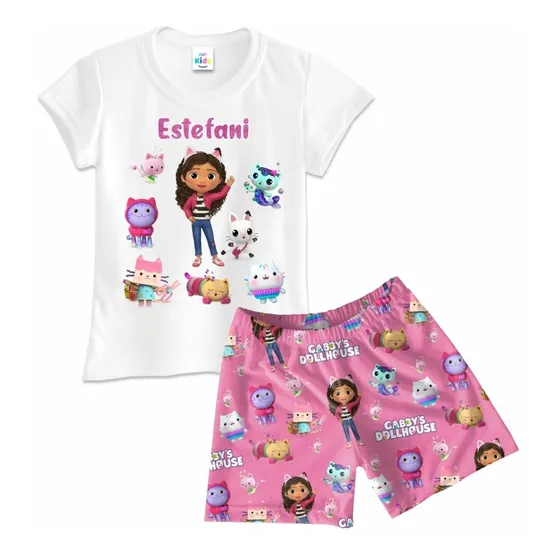 Pijama Short Niña Gabby's Dollhouse En Microdurazno