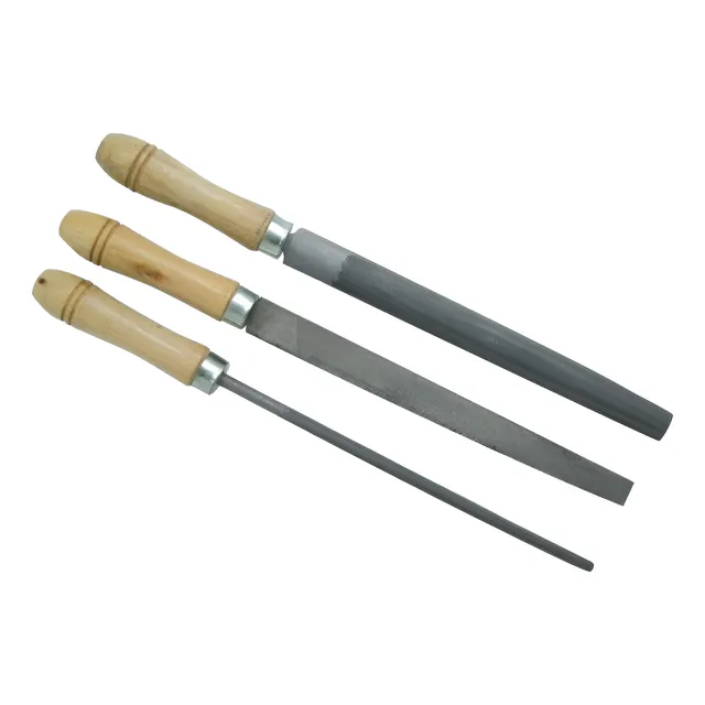 Set X 3 Piezas Lima Para Metales 8 Pulgadas Con Mango De Madera