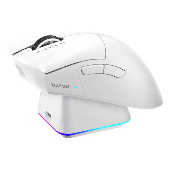 Mouse Gamer Inalámbrico Bluetooth Machenike L8Max Con Carga RGB Base 26000dpi 650IPS Kailh Micro Switch PAW3395 80millon Clic (Con cable + Bluetooth +USB2.4GHz Receptor)
