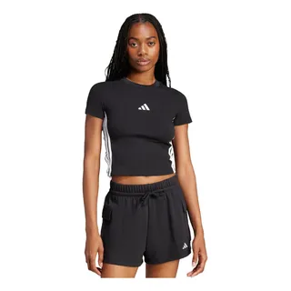 Camiseta Baby Look Essentials TrĂȘs Listras Slim adidas Camiseta Baby Look Essentials TrĂȘs Listras Slim adidas