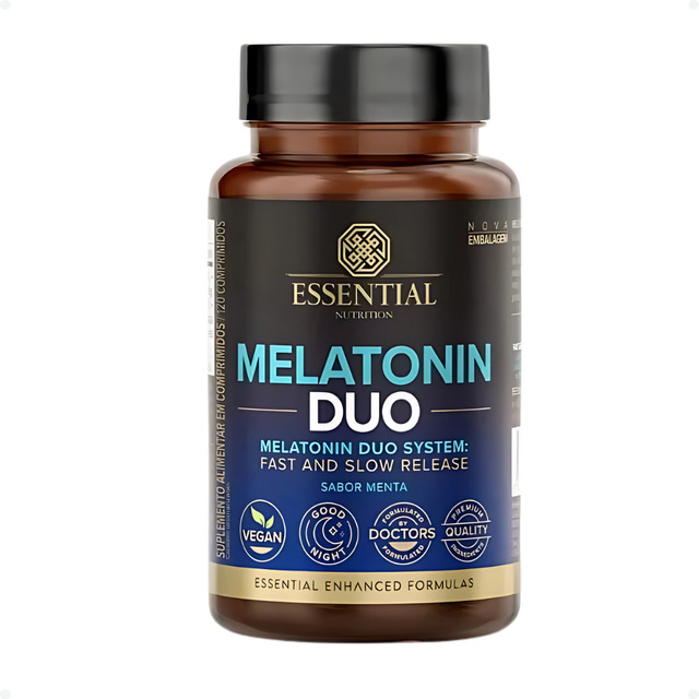 Melatonina Duo Sublingual 120caps Essential Nutrition Vegan Melatonina Duo Sublingual 120caps Essential Nutrition Vegan