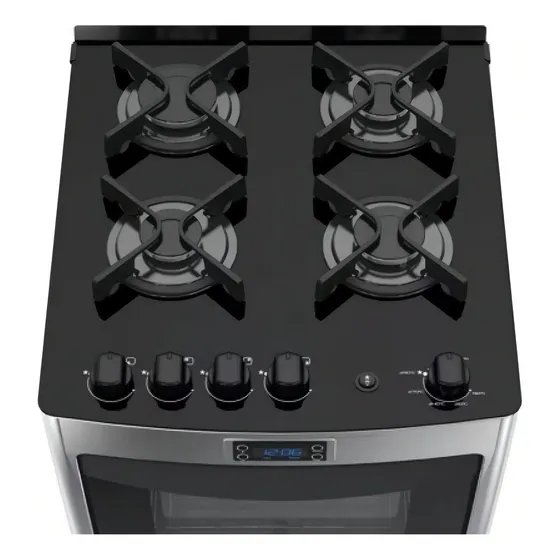 Cocina Punktal Pk-735 Supergas 4 Hornallas Plateado Kirkor