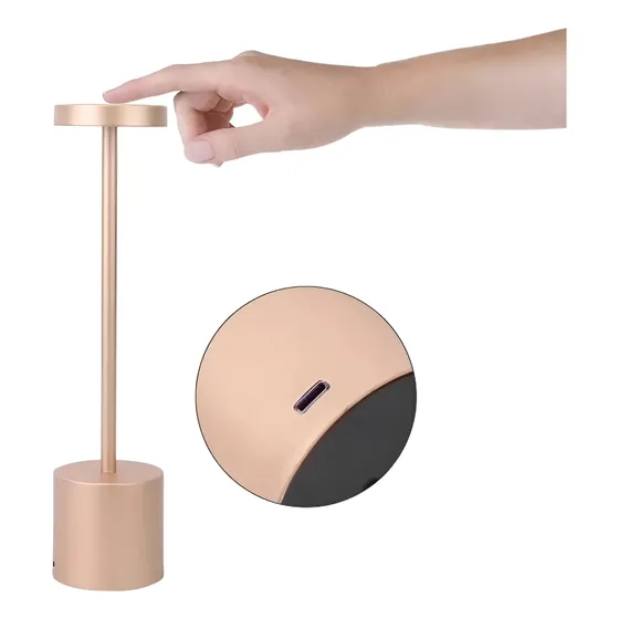 Lampara De Mesa Portatil Touch Recargable 3 Niveles De Color