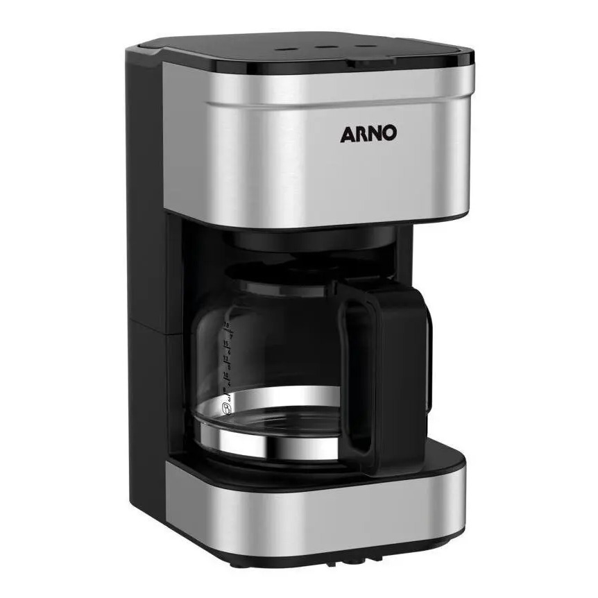 Cafeteira Arno Preferita CFPF com acabamento em inox, jarra de vidro de 750ml e base preta