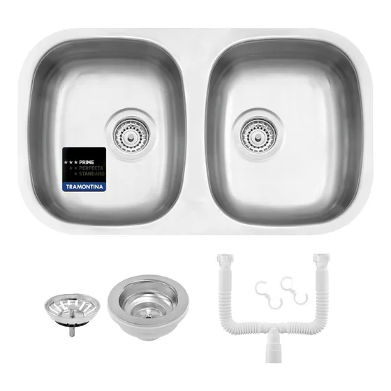 Cuba Dupla Tramontina Isis 75x44 Inox Prime Escovado Cozinha