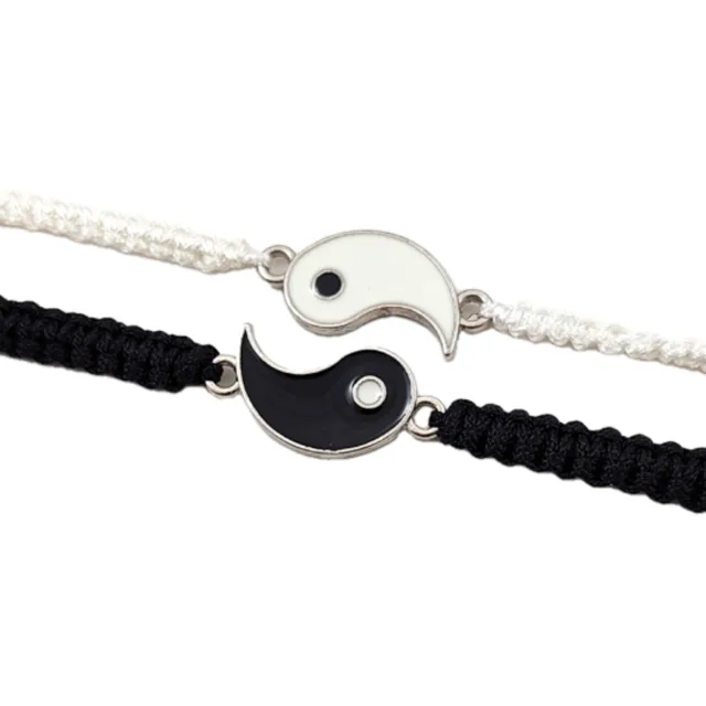 Set 2 Pulseras Yin Yang Para Compartir Ajustables Regalo