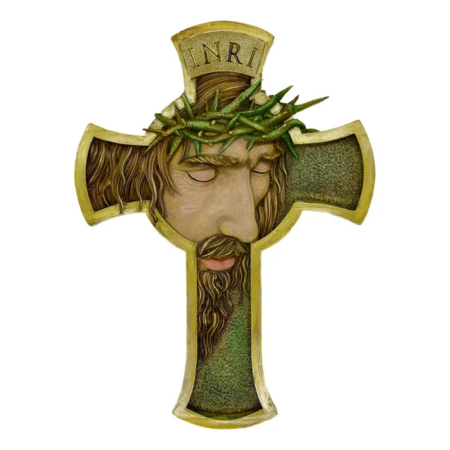Crucifijo En Resina Cristo En Cruz Pintado A Mano Para Pared