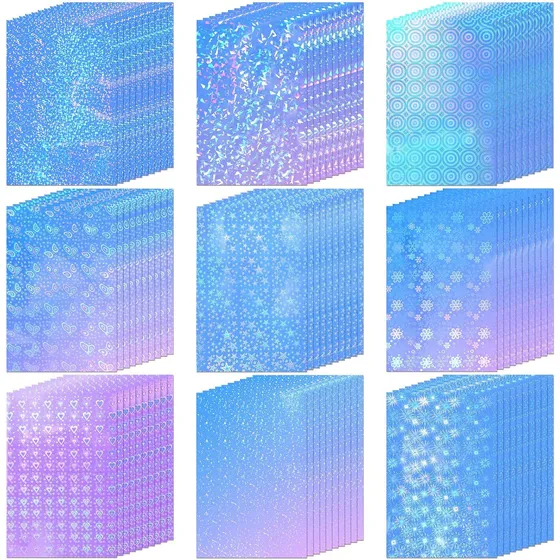 54 Hojas Laminado En Frio Holografico Diseños A4 9 Patrones