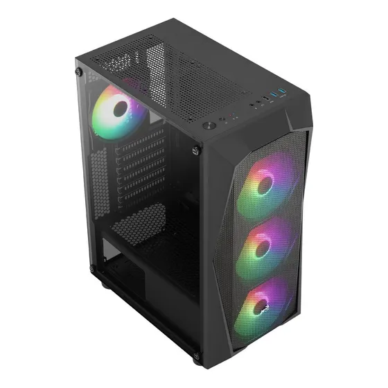 Gabinete Aerocool Falcon Mid Tower Con Coolers Color Negro