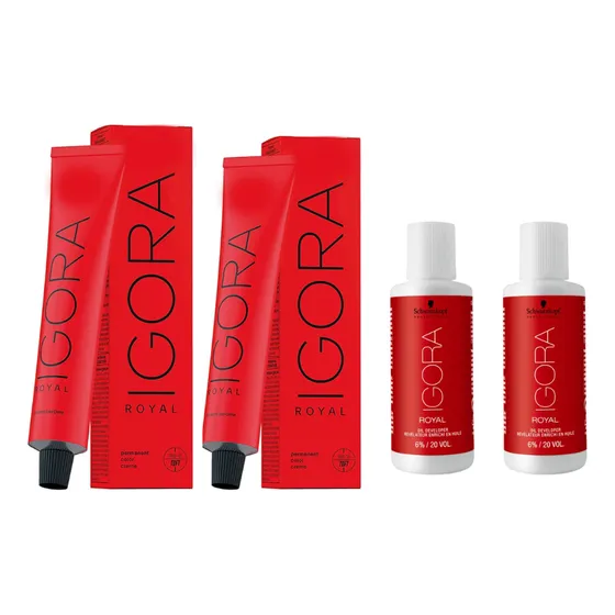 Set De Dos Tintes Igora Royal 60 Gr. Incluye Perox De 20vol