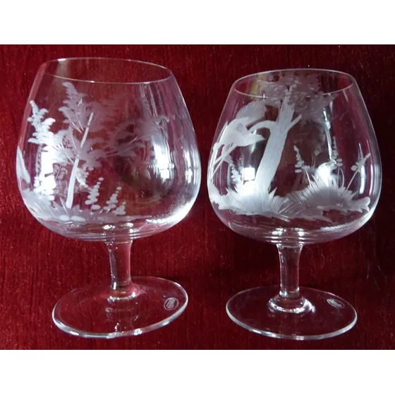Moser Copas De Brandy Cogñac Par Con Guardas De Fauna Flora