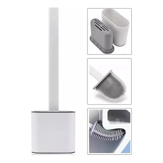 Cepillo Escobilla De Baño Inodoro Accesorio Silicona Flexible Con Adhesivo y Desagote Levys Bazar