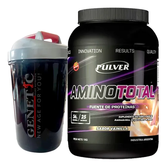 Amino Total Pulver 1 Kgr + Vaso Genetic Crecimiento Muscular