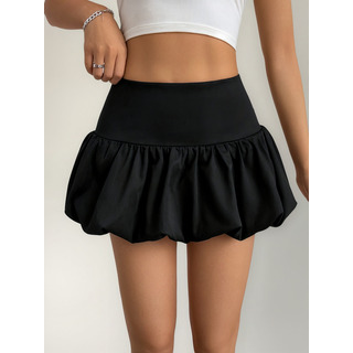 Falda Mini De Color Liso Con Cintura Alta Y Burbujas Falda Mini De Color Liso Con Cintura Alta Y Burbujas