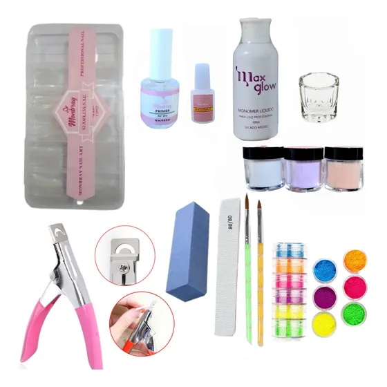 Kit  De Uñas Acrílicas Acrílico Monomero Pega Uñas Postizas