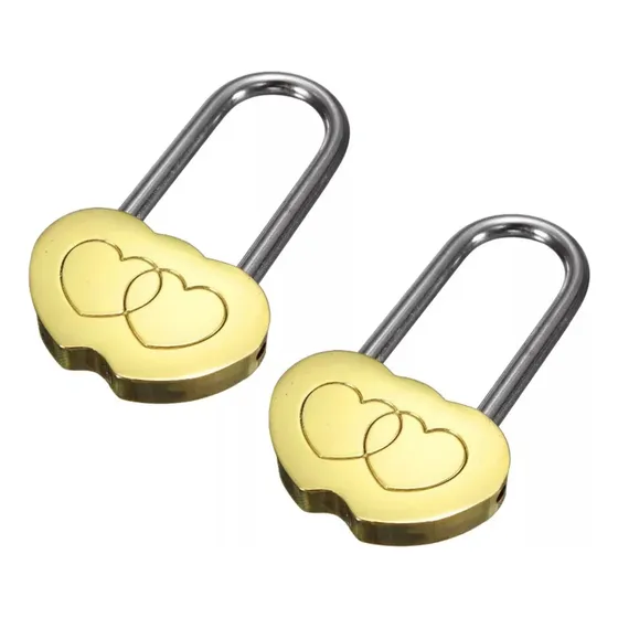 Dos Piezas Grabadas Con Doble Corazón, Love Lock,